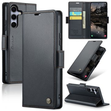 CaseMe Samsung Galaxy S25 FE Wallet RFID Blocking Magnetic Buckle Case Black