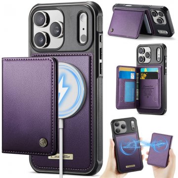 CaseMe iPhone 17 Pro Max 2-in-1 Detachable Magnetic Wallet Case with RFID Blocking, Card Holder & MagSafe Compatible - Purple