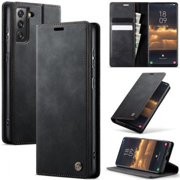 CaseMe Samsung Galaxy S21 FE Magnetic Wallet Case with RFID Blocking Black