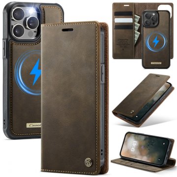 CaseMe iPhone 14 Pro Max 2-in-1 Magnetic Wallet Case – Wireless Charging & RFID Blocking Coffee
