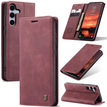 CaseMe Samsung Galaxy S25 FE Wallet Magnetic Suede Leather Case Red