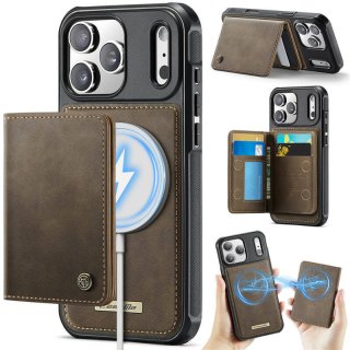 CaseMe iPhone 17 Pro Max 2-in-1 Detachable Magnetic Wallet Case with RFID Blocking, Card Holder & MagSafe Compatible - Coffee