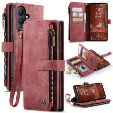 CaseMe Samsung Galaxy S26 Wallet Kickstand Case with Wrist Strap Red