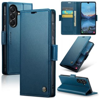 CaseMe Samsung Galaxy A27 Wallet RFID Blocking Magnetic Buckle Case Blue