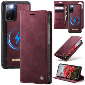 CaseMe Samsung Galaxy S20 FE 2-in-1 Magnetic Wallet Case – Wireless Charging & RFID Blocking Red