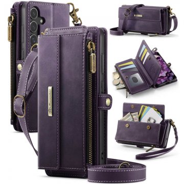 CaseMe Samsung Galaxy S25 Plus Crossbody Wallet Case with RFID Blocking & Wireless Charging Purple