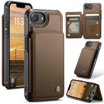 CaseMe iPhone 17e RFID Blocking Card Holder Kickstand Case Brown