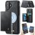 CaseMe iPhone 17 2-in-1 Detachable Magnetic Wallet Case with RFID Blocking, Card Holder & MagSafe Compatible - Black