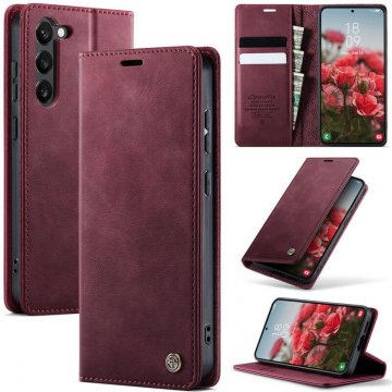 CaseMe Samsung Galaxy S23 Magnetic Wallet Case with RFID Blocking Red
