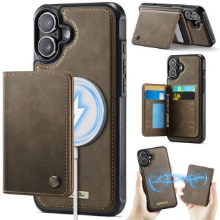 CaseMe iPhone 17 2-in-1 Detachable Magnetic Wallet Case with RFID Blocking, Card Holder & MagSafe Compatible - Coffee
