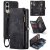 CaseMe Samsung Galaxy S25 Edge Wallet Magnetic Case with Wrist Strap Black