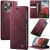 CaseMe iPhone 14 Pro Magnetic Wallet Case with RFID Blocking Red