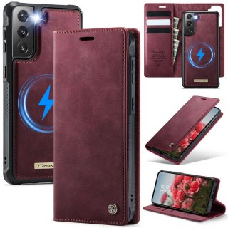 CaseMe Samsung Galaxy S21 Plus 2-in-1 Magnetic Wallet Case – Wireless Charging & RFID Blocking Red