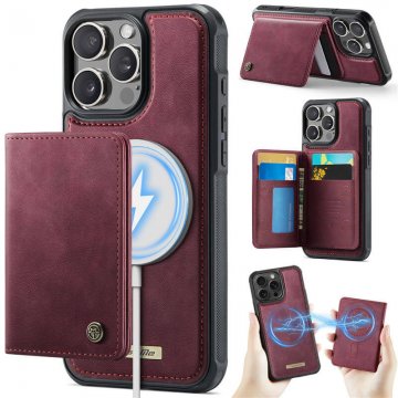 CaseMe iPhone 16 Pro 2-in-1 Detachable Magnetic Wallet Case with RFID Blocking, Card Holder & MagSafe Compatible - Red