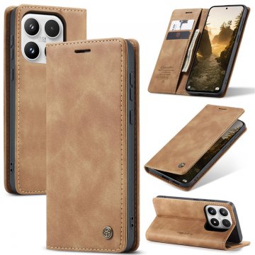 CaseMe Xiaomi 17 Wallet Magnetic Suede Leather Case Brown