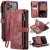 CaseMe iPhone 17 Pro Wallet Kickstand Case with Wrist Strap Red