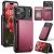 CaseMe iPhone 17 Pro RFID Blocking Card Holder Case with Kickstand Red