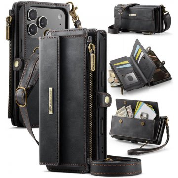 CaseMe iPhone 17 Pro Max Crossbody Wallet Case with RFID Blocking & Wireless Charging Black