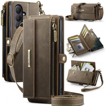 CaseMe Samsung Galaxy S26 Crossbody Wallet Case with RFID Blocking & Wireless Charging Coffee