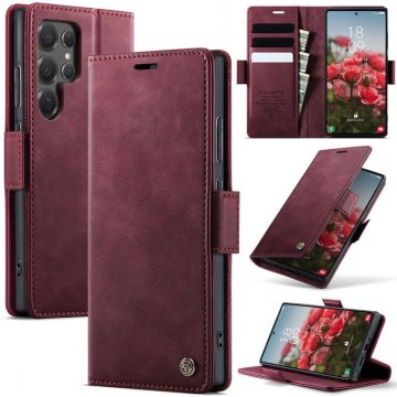 CaseMe Samsung Galaxy S22 Ultra Magnetic Wallet Case with RFID Blocking Red