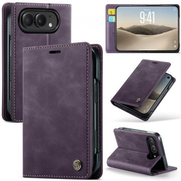 CaseMe iPhone Duo Wallet Case with 2 Card Slots, RFID Blocking & Kickstand Purple