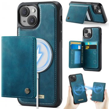 CaseMe iPhone 13 2-in-1 Detachable Magnetic Wallet Case with RFID Blocking, Card Holder & MagSafe Compatible - Blue