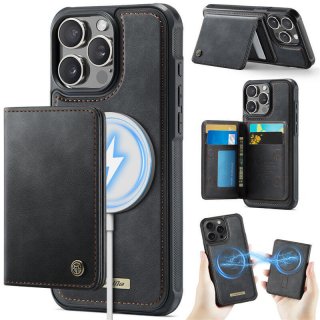 CaseMe iPhone 13 Pro 2-in-1 Detachable Magnetic Wallet Case with RFID Blocking, Card Holder & MagSafe Compatible - Black