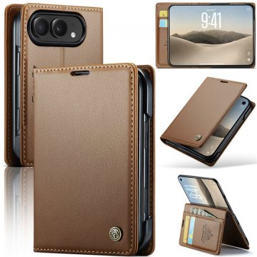 CaseMe iPhone Duo Wallet Case with 2 Card Slots, RFID Blocking & Wireless Charging Brown