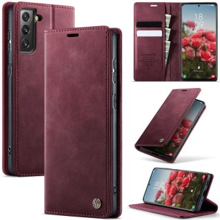 CaseMe Samsung Galaxy S21 FE Magnetic Wallet Case with RFID Blocking Red
