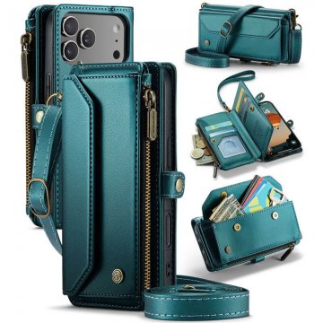 CaseMe iPhone 17 Pro Wallet RFID Blocking Crossbody Case with Wireless Charging Green