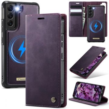 CaseMe Samsung Galaxy S22 Plus 2-in-1 Magnetic Wallet Case – Wireless Charging & RFID Blocking Purple