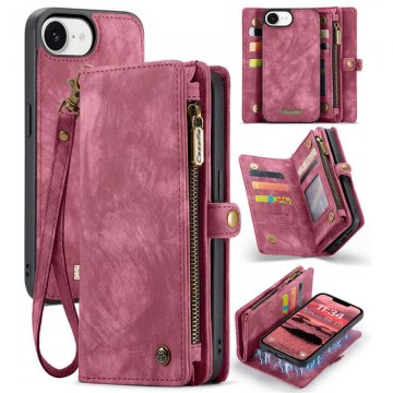 CaseMe iPhone 17e Wallet Magnetic Case with Wrist Strap Red