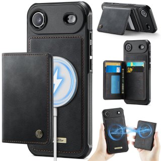 CaseMe iPhone Air 2-in-1 Detachable Magnetic Wallet Case with RFID Blocking, Card Holder & MagSafe Compatible - Black