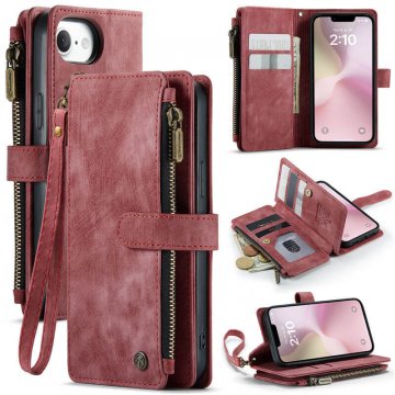 CaseMe iPhone 17e Wallet Kickstand Case with Wrist Strap Red