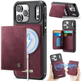 CaseMe iPhone 17 Pro 2-in-1 Detachable Magnetic Wallet Case with RFID Blocking, Card Holder & MagSafe Compatible - Red