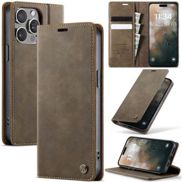 CaseMe iPhone 14 Pro Max Magnetic Wallet Case with RFID Blocking Coffee