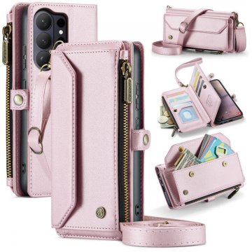 CaseMe Samsung Galaxy S26 Ultra RFID Blocking Wallet Crossbody Case with Wireless Charging Pink