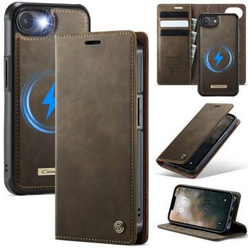 CaseMe iPhone 17e 2-in-1 Magnetic Wallet Case – Wireless Charging & RFID Blocking Coffee