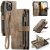 CaseMe Zipper Wallet Kickstand Phone Case with Wrist Strap Coffee