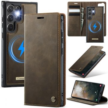 CaseMe Samsung Galaxy S25 Ultra 2-in-1 Magnetic Wallet Case – Wireless Charging & RFID Blocking Coffee