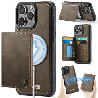 CaseMe iPhone 16 Pro 2-in-1 Detachable Magnetic Wallet Case with RFID Blocking, Card Holder & MagSafe Compatible - Coffee