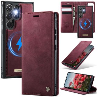 CaseMe Samsung Galaxy S23 Ultra 2-in-1 Magnetic Wallet Case – Wireless Charging & RFID Blocking Red
