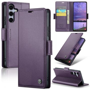 CaseMe Samsung Galaxy S25 FE Wallet RFID Blocking Magnetic Buckle Case Purple
