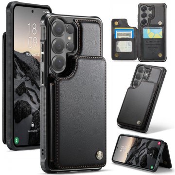 CaseMe Samsung Galaxy S26 Ultra RFID Blocking Card Holder Case with Kickstand Black