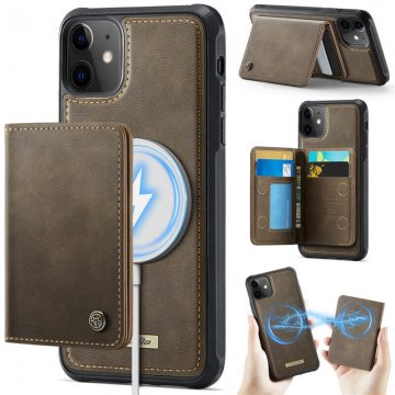 CaseMe iPhone 11 2-in-1 Detachable Magnetic Wallet Case with RFID Blocking, Card Holder & Wireless Charging Compatible - Coffee