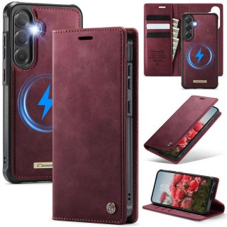 CaseMe Samsung Galaxy S25 2-in-1 Magnetic Wallet Case – Wireless Charging & RFID Blocking Red