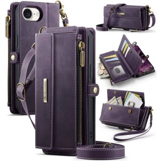 CaseMe iPhone 17e Crossbody Wallet Case with RFID Blocking & Wireless Charging Purple