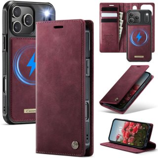 CaseMe iPhone 17 Pro 2-in-1 Magnetic Wallet Case – Wireless Charging & RFID Blocking Red