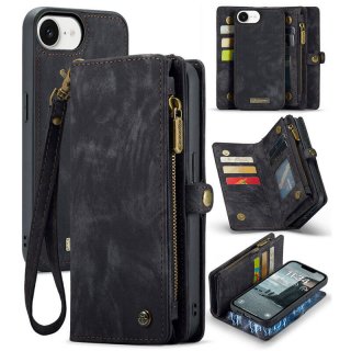 CaseMe iPhone 17e Wallet Magnetic Case with Wrist Strap Black
