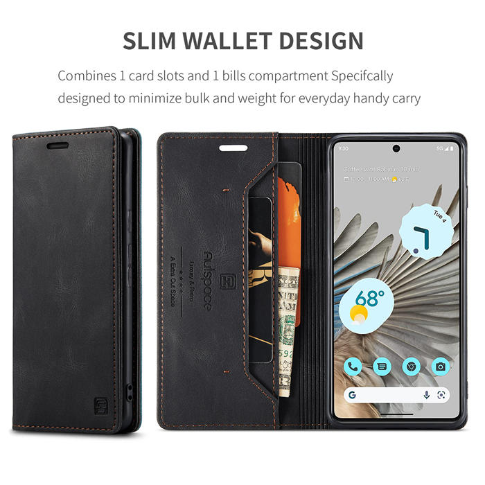 Autspace Google Pixel 7 Pro RFID Blocking Wallet Kickstand Magnetic Case